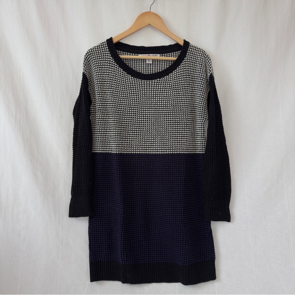 Wearing Your Heart On Your Sleeve | Colorblock Waffle Knit Sweater Dress | US L